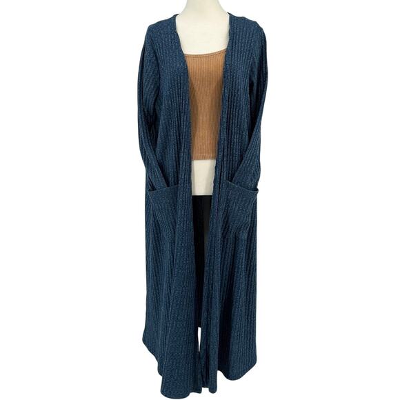 Lularoe Cardigan Sweater Bundle of 2 WMNS L/XL Blue Brown Open Front Stretch - Picture 3 of 16